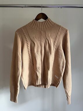 Calvin Klein Jeans Women's Cable Knit Turtleneck Sweater - Tan